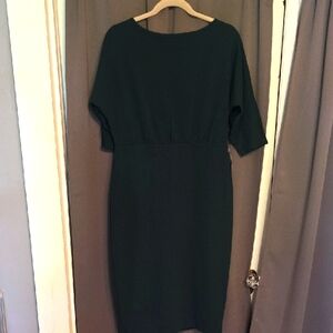 NWT Alexia Admor Womens Dress Dark Emerald Green Zips Classic Career Holiday  L